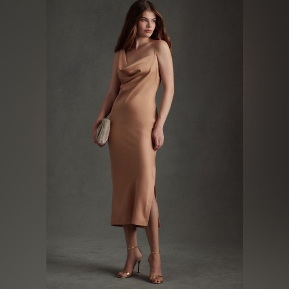 NWOT BHLDN Anthropologie August Satin Charmeuse Midi Dress Size 2